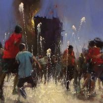 Kingdom of Kush (oil on canvas-detail) Another invention around the West 42nd Street fountain. #artcollector #realism #davidfebland #42ndstreet #art#painting #fineart #kunst #representationalart #contemporaryart #contemporarypainting #impressionism #artist #newyork #nyc #streetscene #narrativepainting #action
